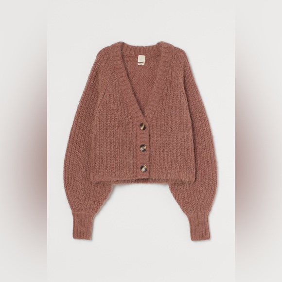 H&M Sweaters - H&M Alpaca Wool Blend Mauve Cropped Cardigan
